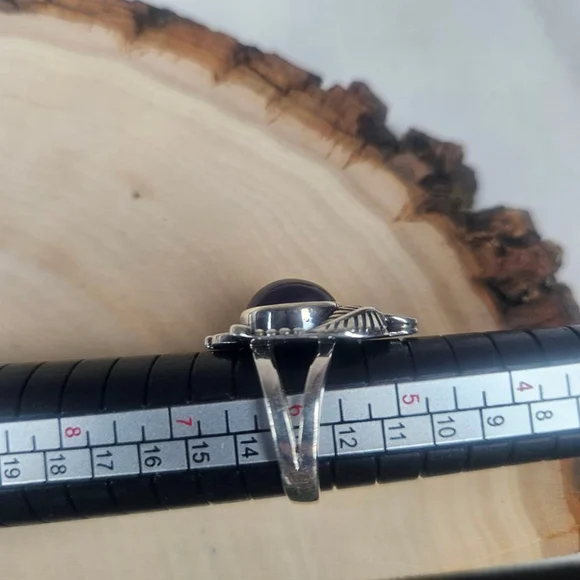 Natural Dark Brazilian Amethyst Sterling Silver Ring 6.5 Cts Artisan Statement - Picture 10 of 15